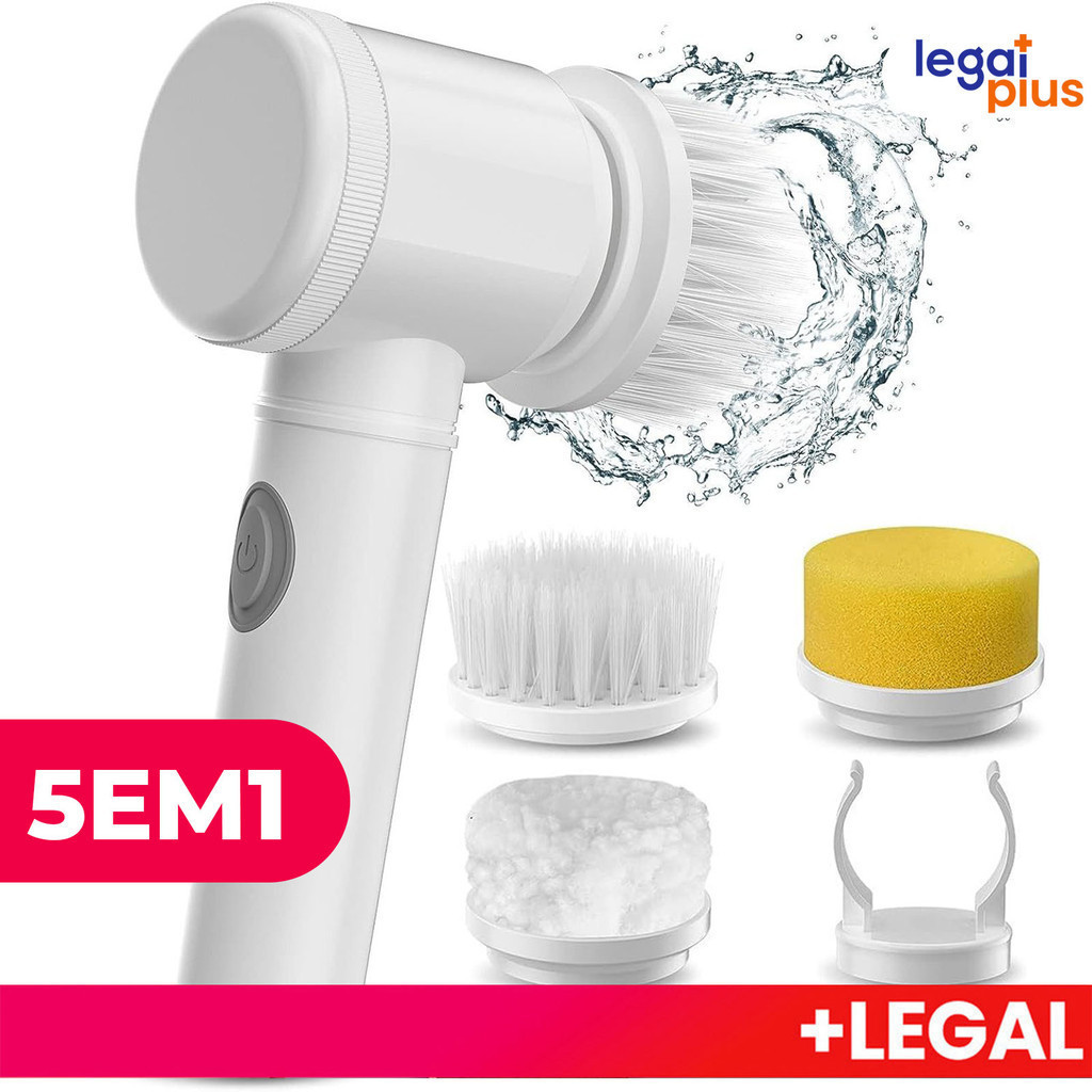 Escova Eletrica de Limpeza 5 em 1 Sem Fio Limpador Multiuso Pratico Para Cozinha  Banheiro prático