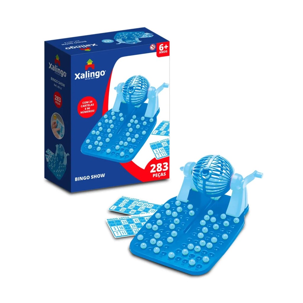 Jogo Bingo Show 24 Cartelas e 90 Peças em Plástico Xalingo - 68510