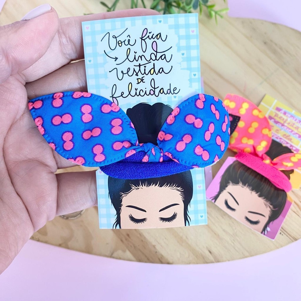 100 Unidades Cartão tag com xuxinha de laço colorido para mimo tamanho cartão 5x9cm em Oferta na Shopee