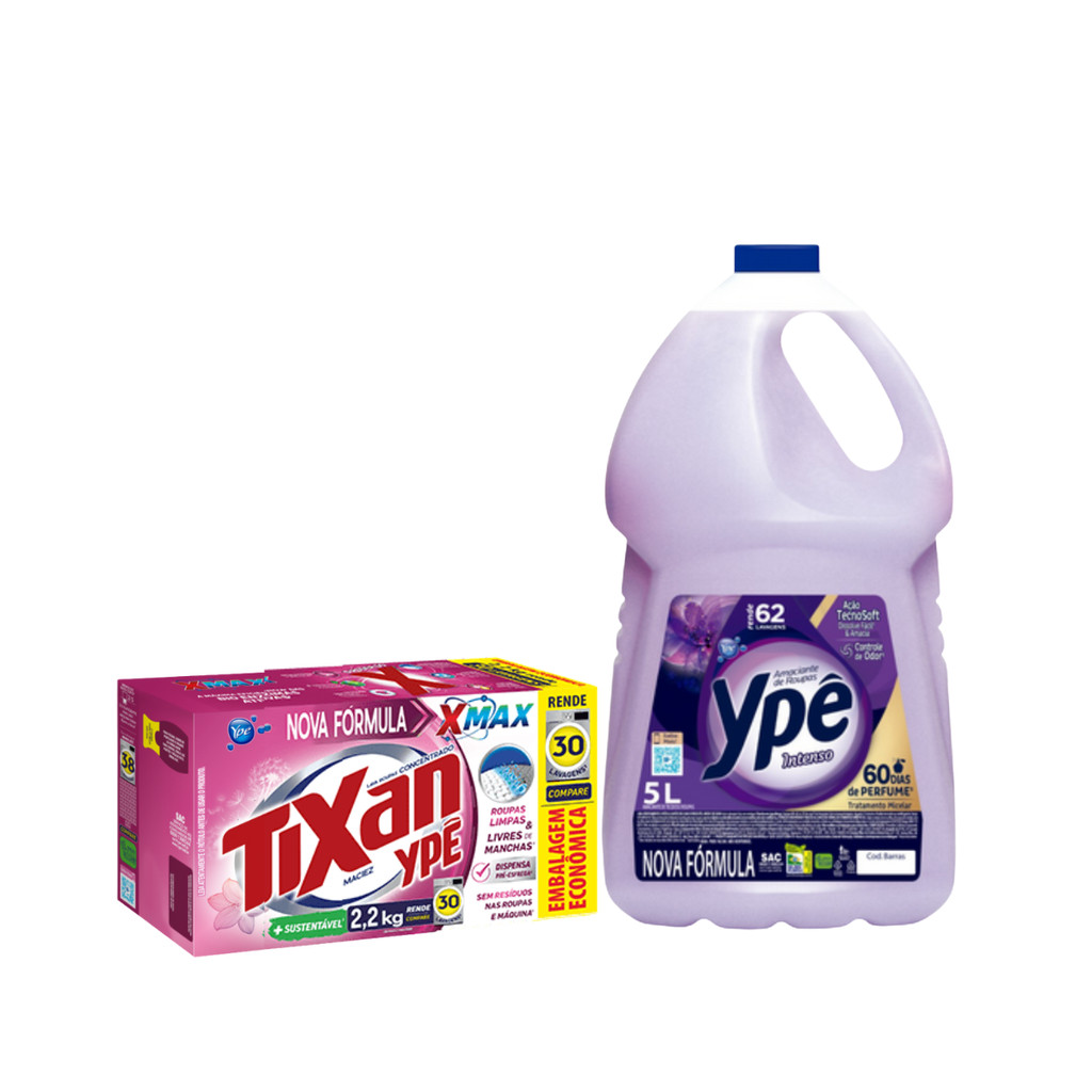 Kit Lava Roupas 2,2kg Maciez Ypê + Amaciante Intenso 5L Ypê