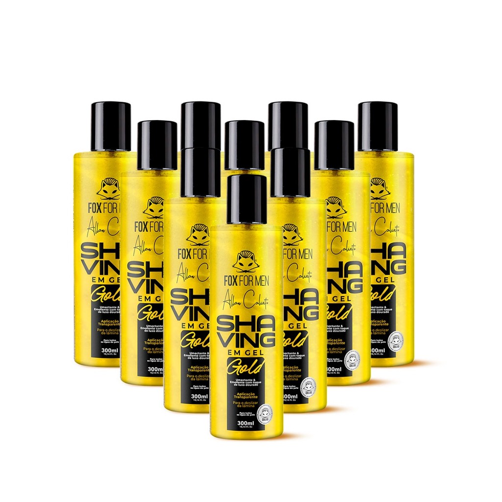 SHAVING EM GEL GOLD ALLAN CALIXTO 300ML 10 UNI - FOX FOR MEN