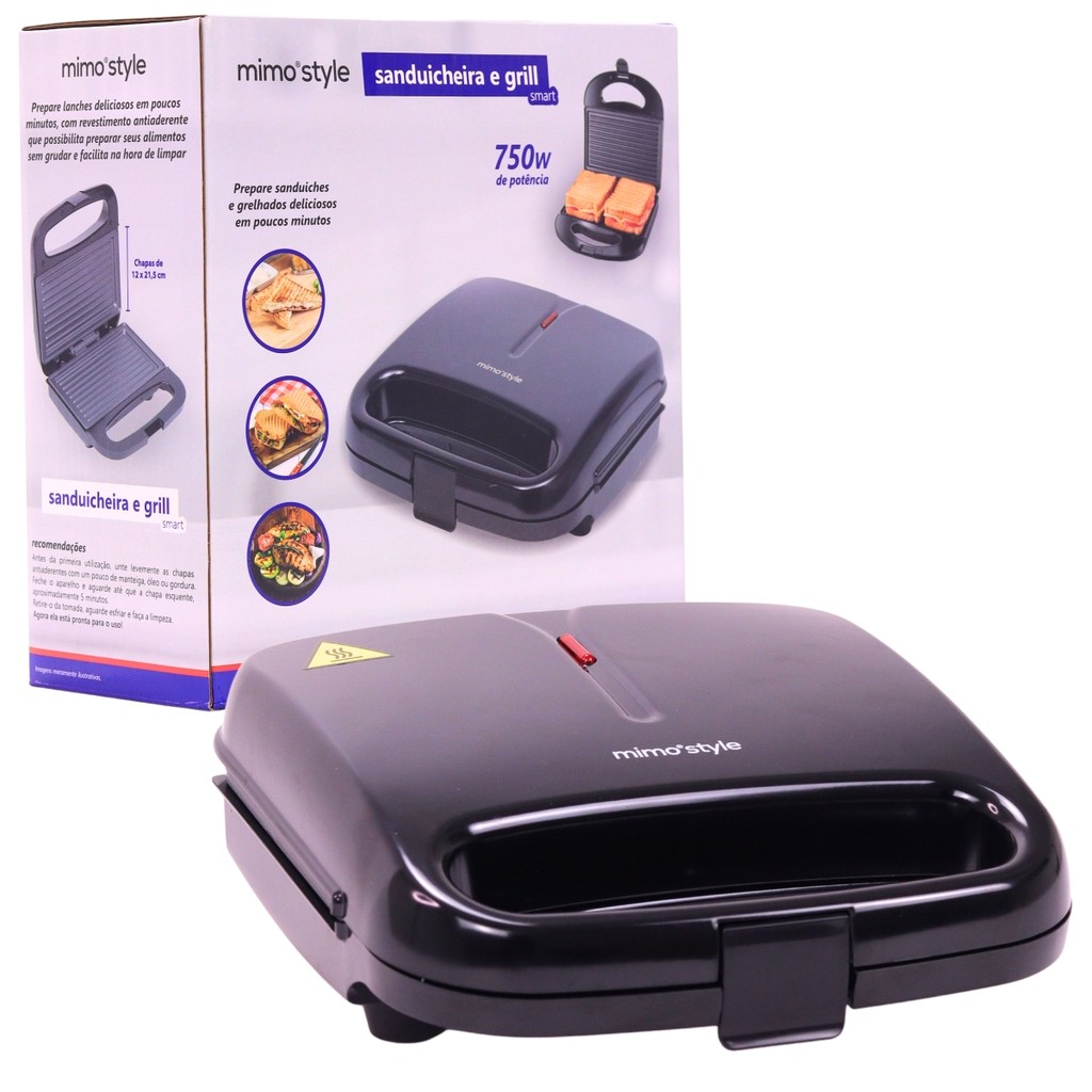 Sanduicheira Grill Elétrica Smart 750w de Potencia 127v 9896 Mimo Style