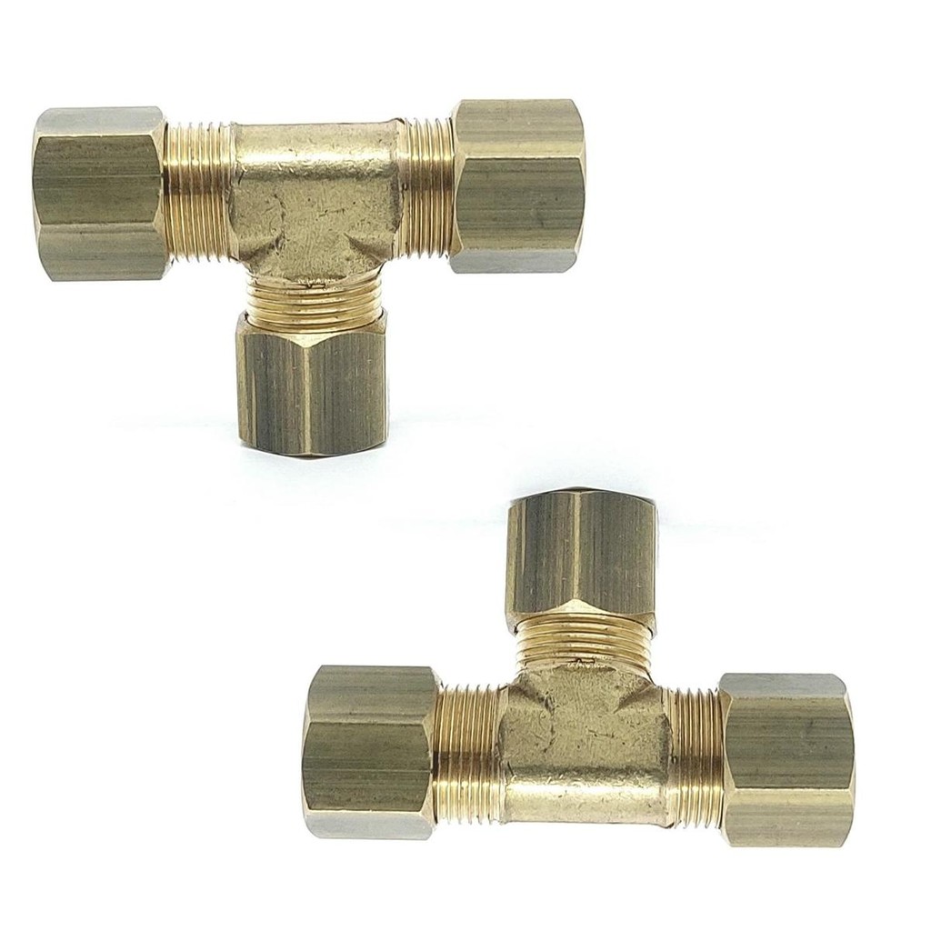 KIT 2 TE TEE LATAO COMPRESSÃO 5/16 ANILHA TUBO COBRE