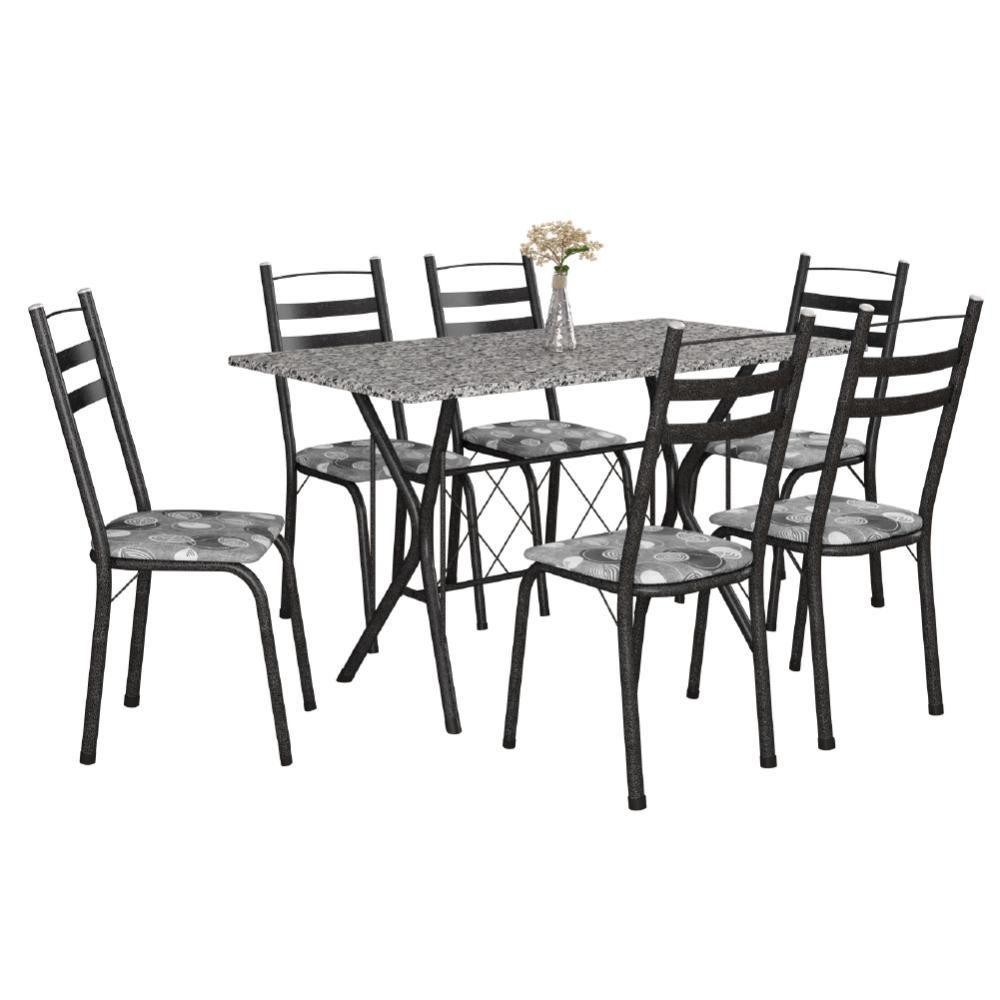 Conj De Mesa Com 6 Cadeiras 1,40m Granito/Dark Dark em Oferta na Shopee