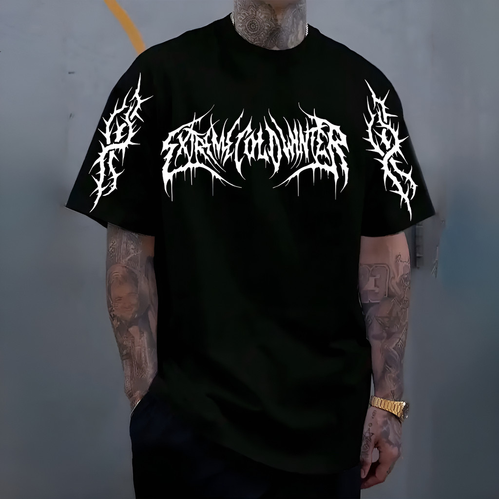 Camiseta Básica Casual Algodão Arte Gotica Punk Unissex Moda Estilosa