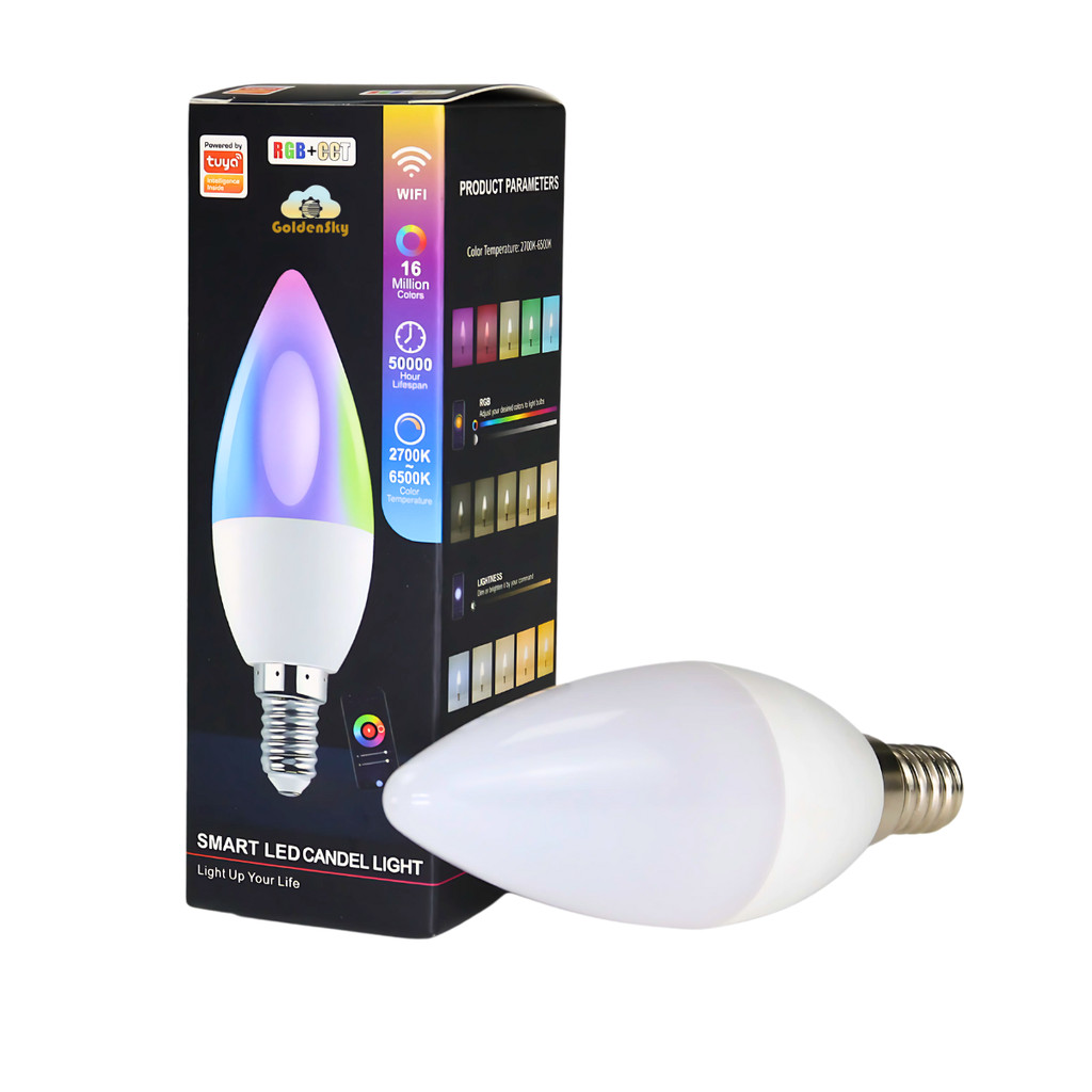 Lâmpada Inteligente Led Goldensky E14 Rbg 5w Rgb Wi-fi Alexa Google assistente