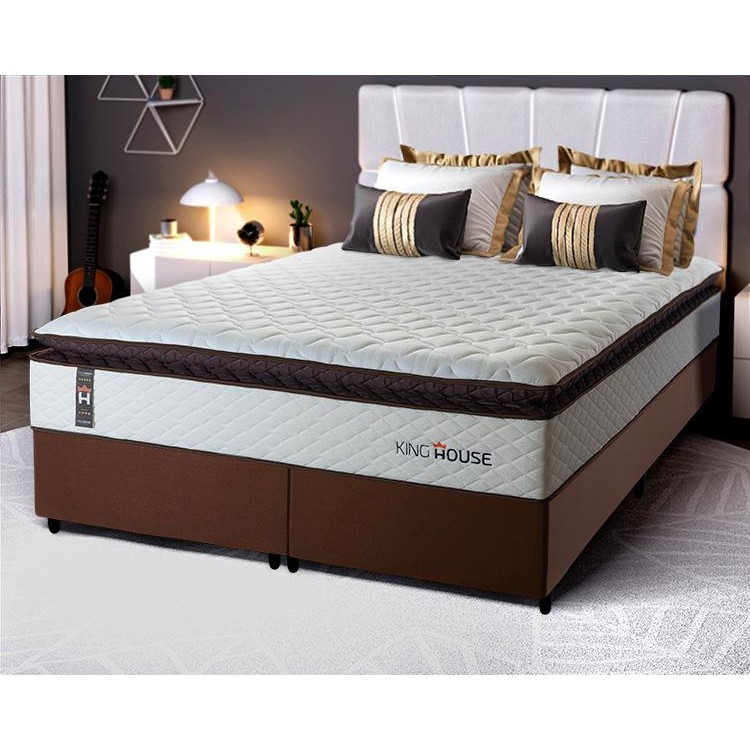 Conjunto Cama Box Espuma San Diego Branco King 193x203x67 - King House em Oferta na Shopee