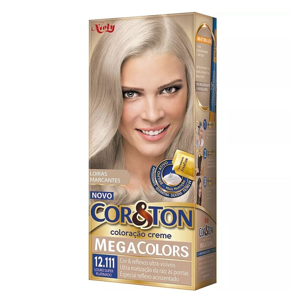 Tinta De Cabelo Cor&Ton Niely Mini Kit 12.111 Louro Super Platinado em Oferta na Shopee