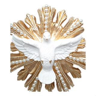 Imagem Divino Espirito Santo 24cm Pérola Strass Parede Paz  Dourado em Oferta na Shopee