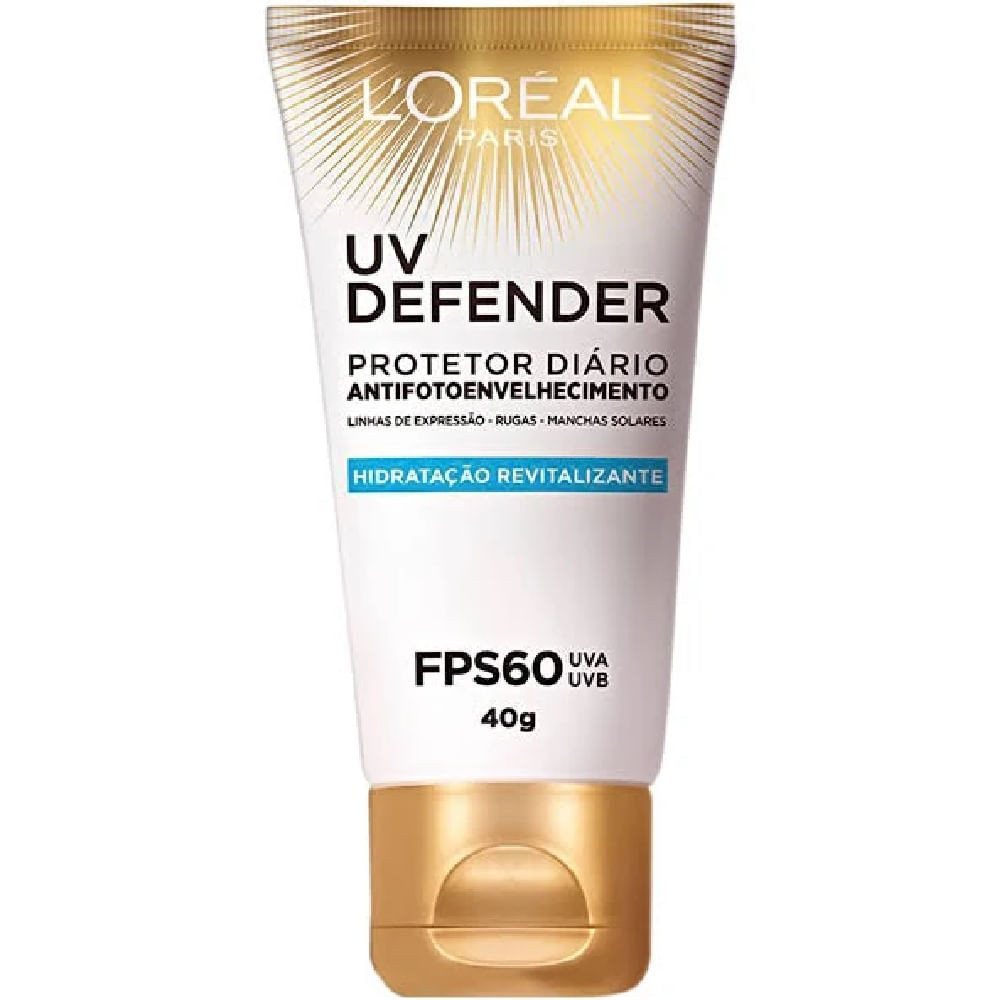 Protetor Solar Facial L'oreal Uv Defender Hidratação FPS 60 40g - Beauty