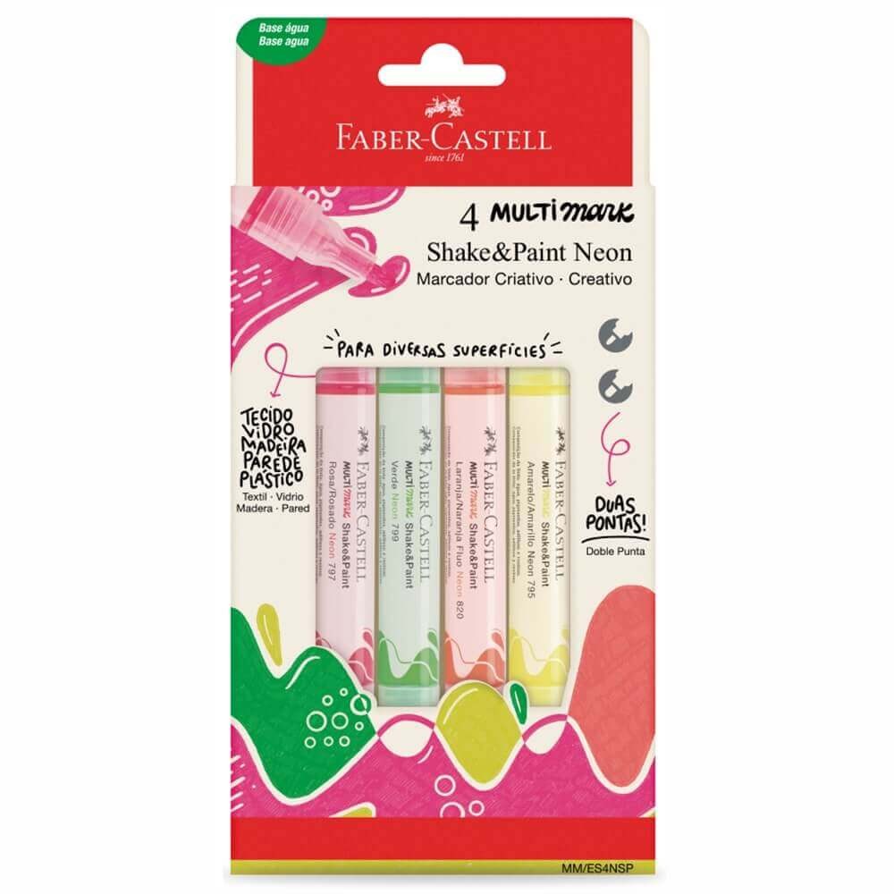 Marcador Criativo MultiMark Shake e Paint 2 Pontas com 4 Cores - Faber-Castell