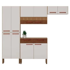 Kit Cozinha Nala 4 Peças Nogueira Off White Ripado - Kits Paraná