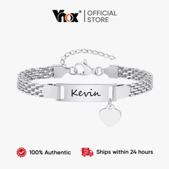 Vnox Coração Acessórios Pulseira De Nome Personalizado Para Bebês Meninos Meninas , Dobra Livre Gravura Relógio De Aço