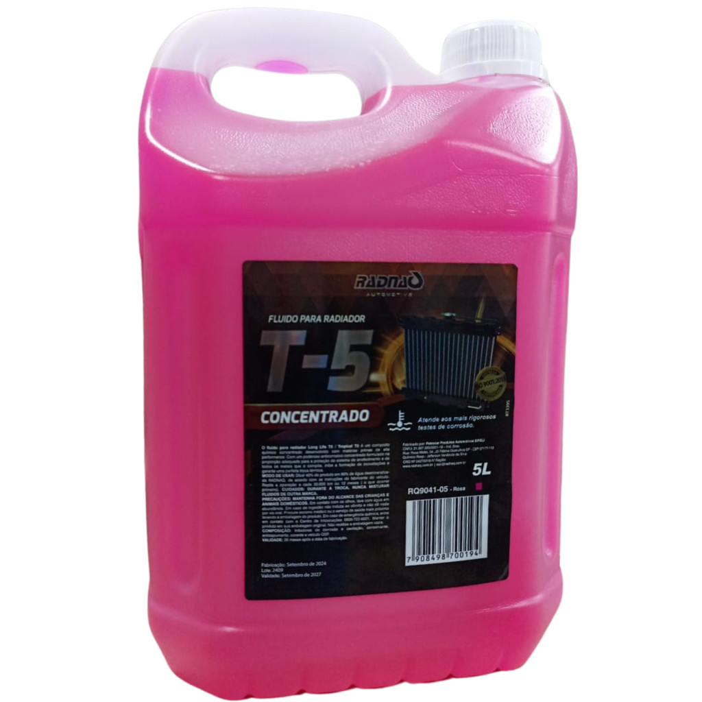 Aditivo Radiador Rosa T5 Radnaq 5 Litros Long Life 5Litros - Galão Econômico e Prático em Oferta na Shopee