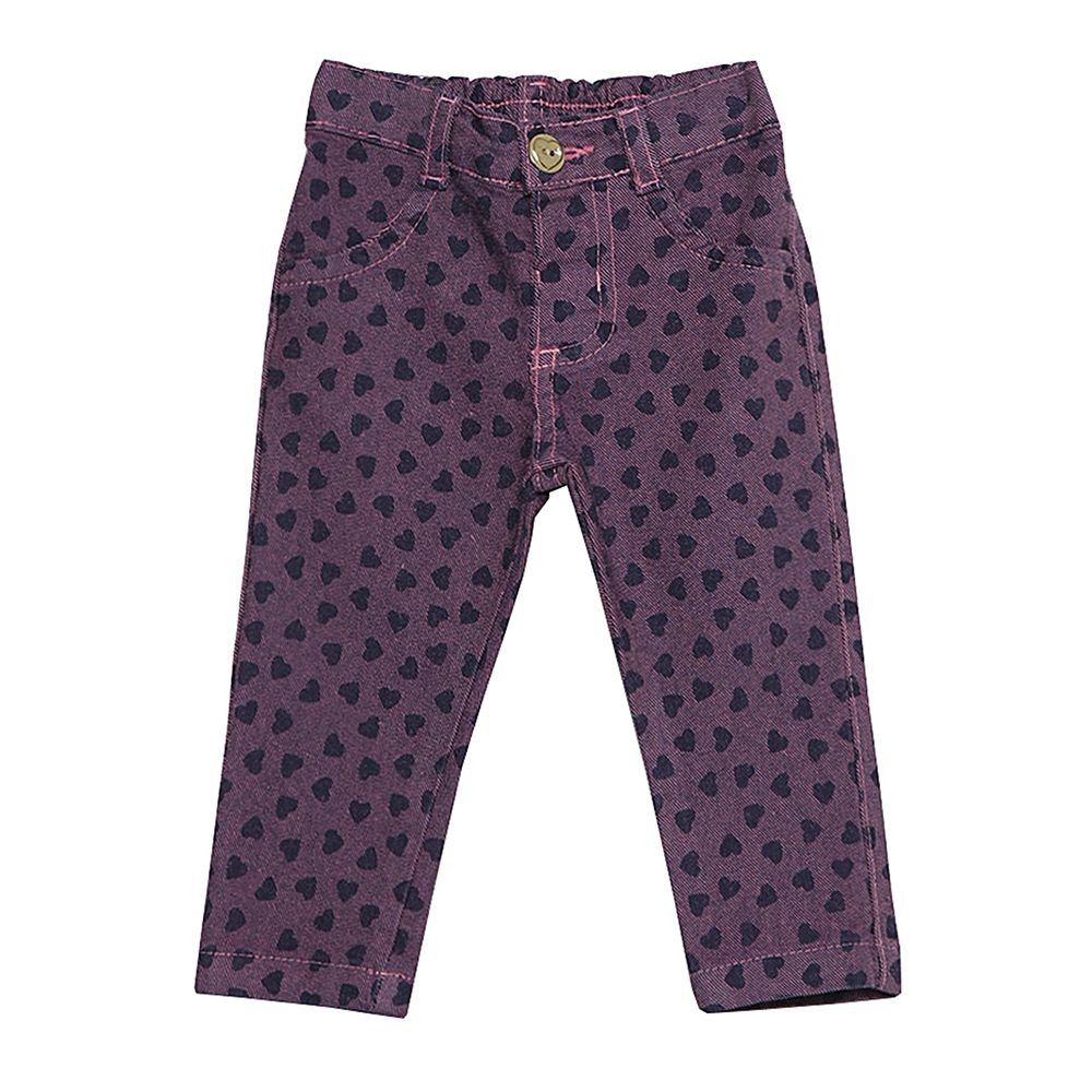 Calça Bebê Look Jeans Skinny Estampa Coração