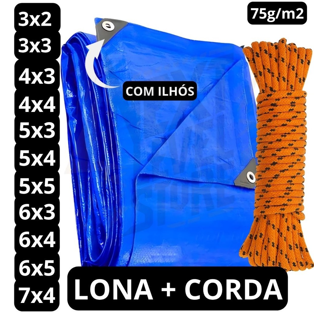 Lona 3x2 3x3 4x3 4x4 5x3 5x4 5x5 6x3 6x4 Reforçada Piscina Construção Impermeável + Corda 10m Lona 3x2 3x3 4x3 4x4 5x3 5x4 5x5 6x3 6x4 Reforçada Piscina Construção Impermeável + Corda 10m