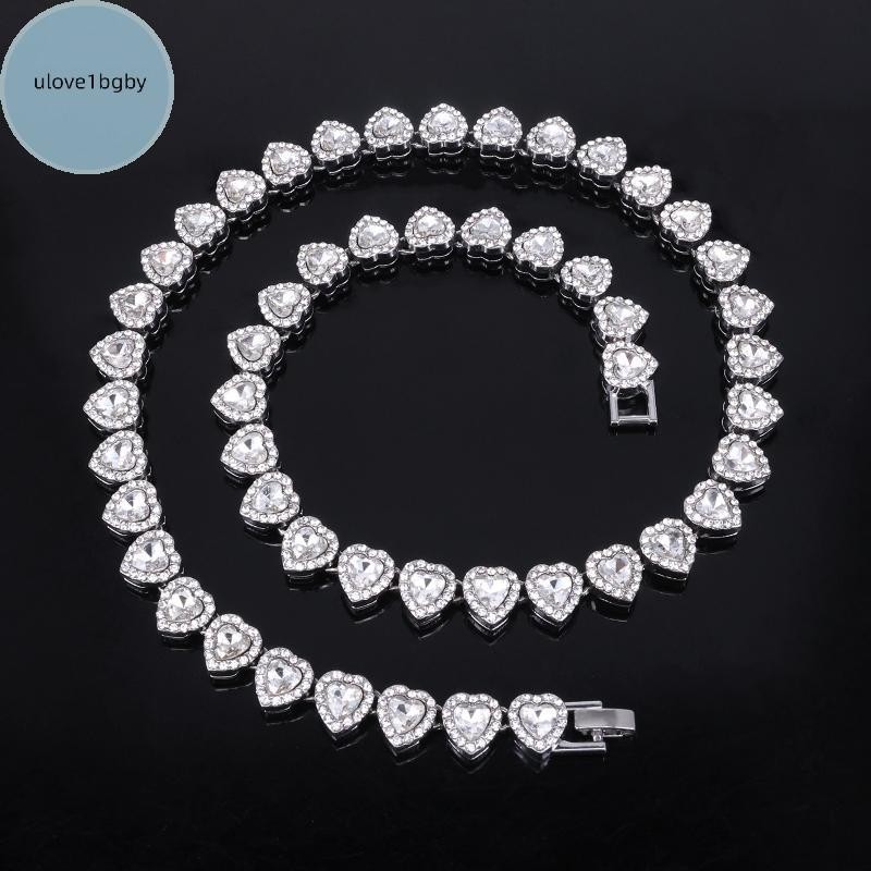UloveBB 45 Cm Novo Hip Hop Tênis Corrente Pulseira Colar Coração Brilhante Strass CZ Moda Rock Party Jóias BR