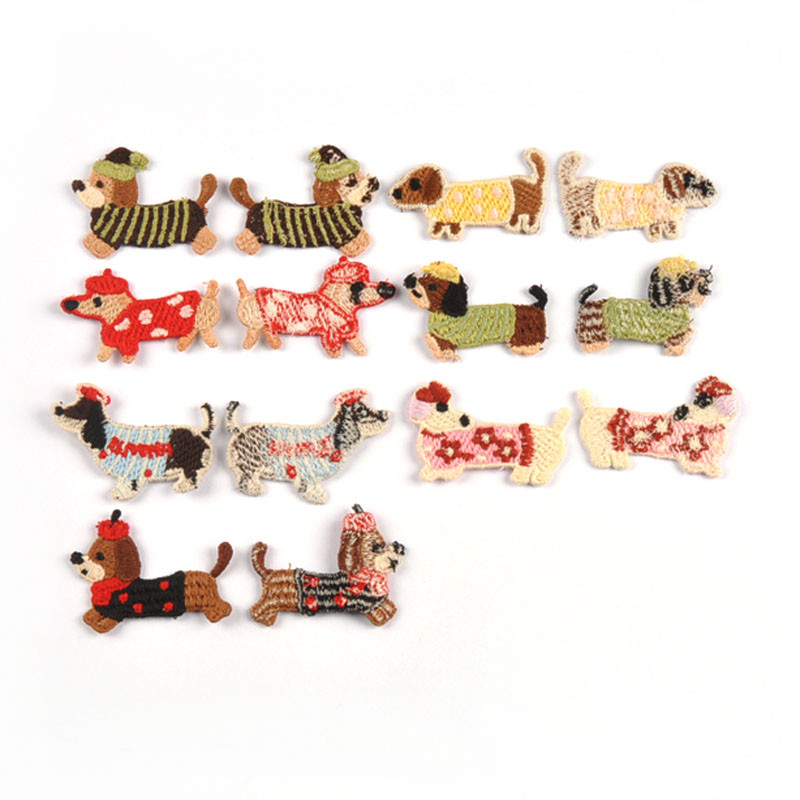 10 Pçs 2.5-4cm Remendos Bordados Do Cão Para Acessórios De Costura Apliques De Roupas DIY Enfeite Artesanal CP4230