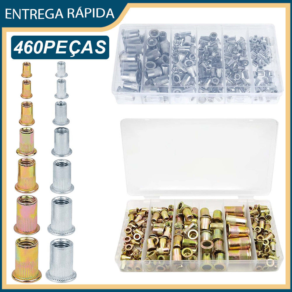 460x Porcas de rebite Cabeça plana Porcas de rebite com riscas verticais M3 M4 M5 M6 M8 M10 M12 Azul, branco + colorido