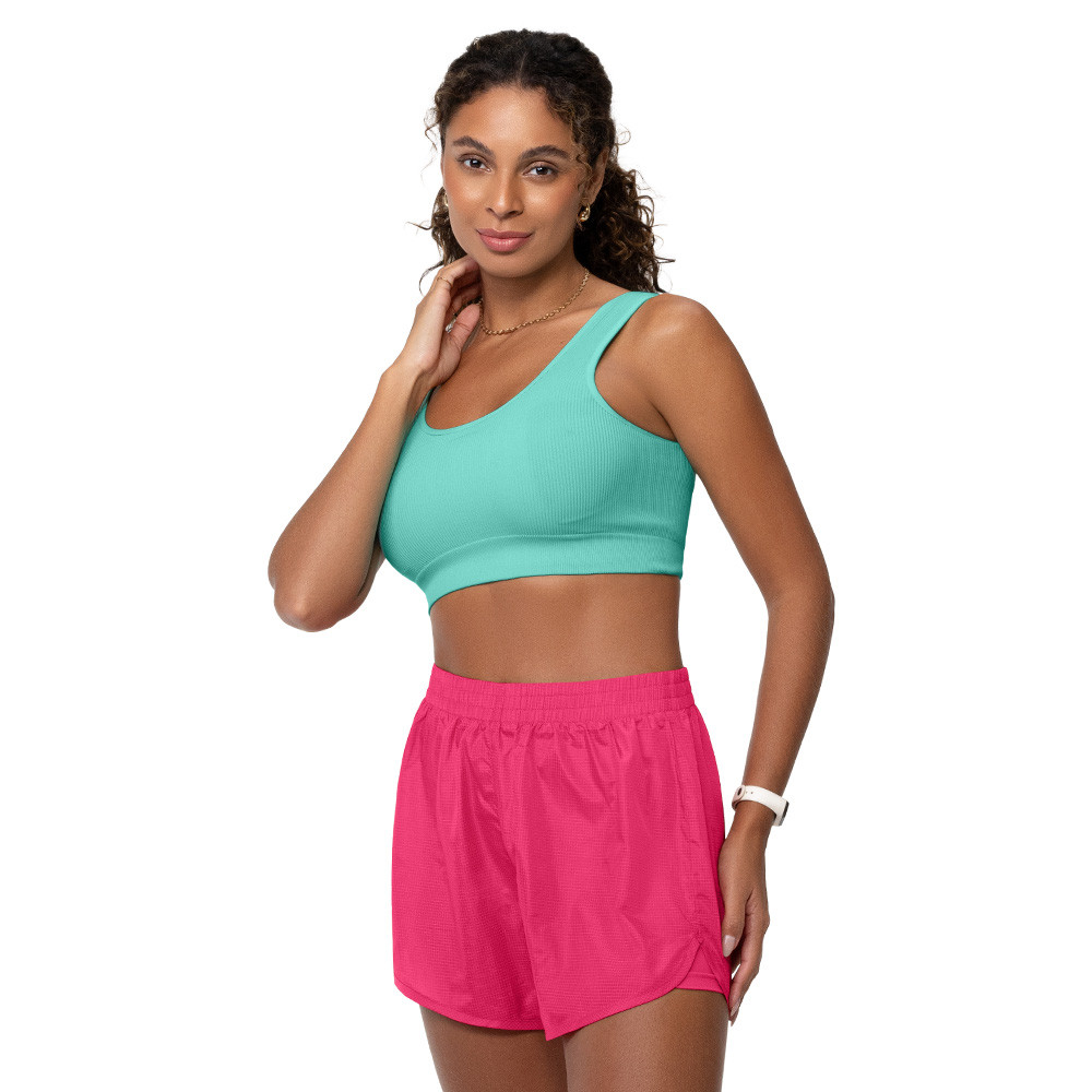 Top Fitness Efeito Ribana com Bojo removível sem Costura Verde Turquesa Zee Rucci — imagem 2 de 2