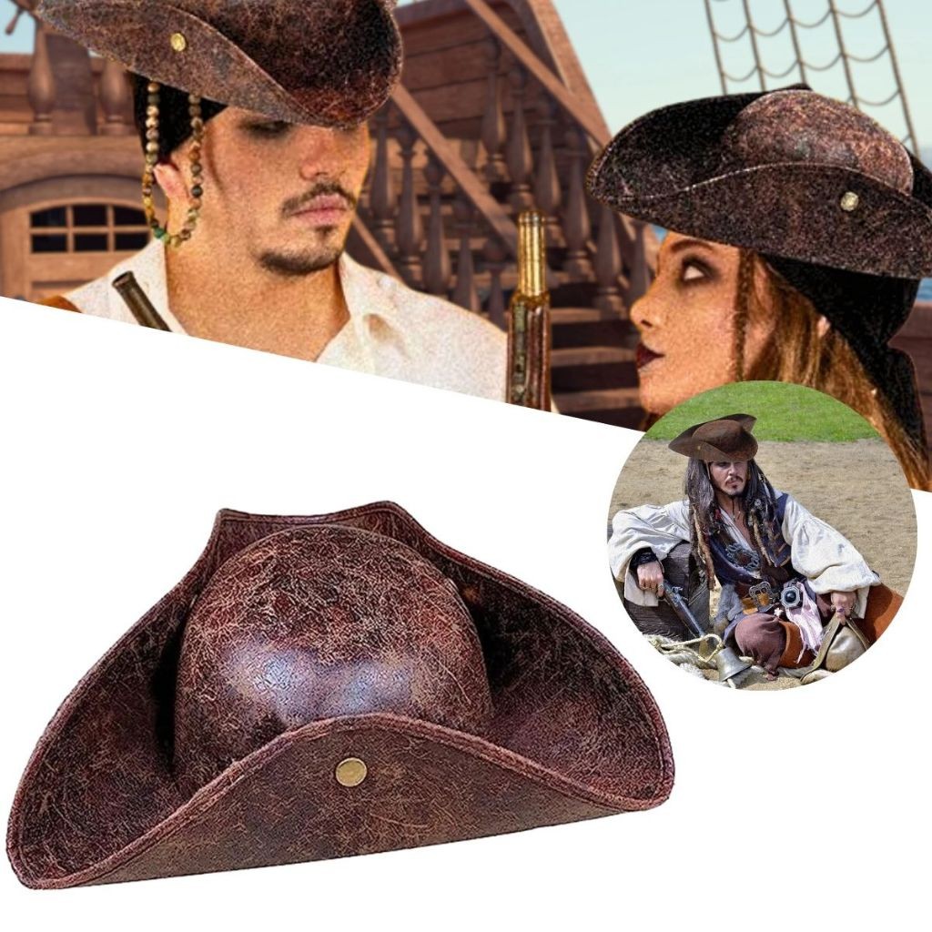 Chapéu de Pirata Jack Sparrow Adulto Tricórnio Carnaval Halloween Festa Fantasias Cosplays em Oferta na Shopee