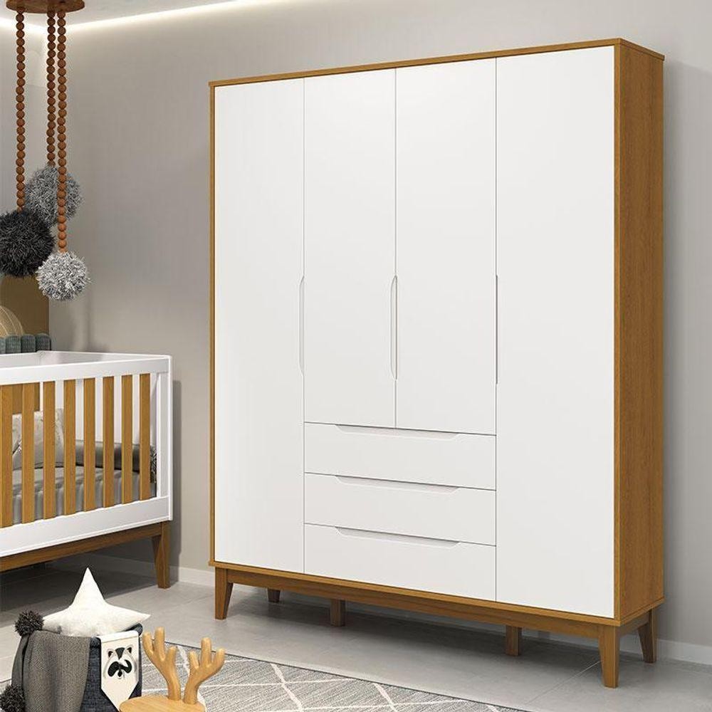 Guarda Roupa Infantil Classic Elfe Branco Acetinado Savana Amadeirado - Reller em Oferta na Shopee