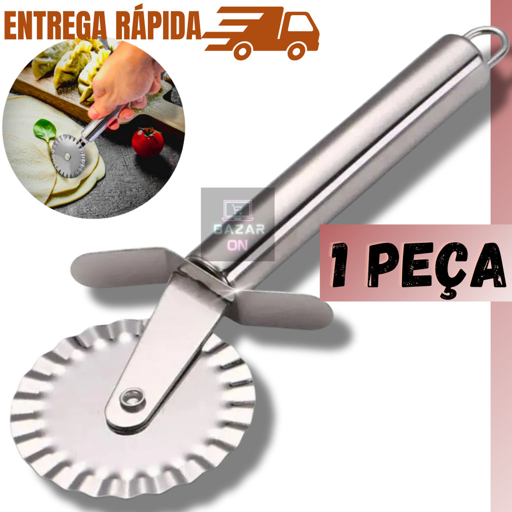 Cortador Fechador De Pastel Pizza Fogazza Massas Carretilha Selador Lisa Em Aço Inox