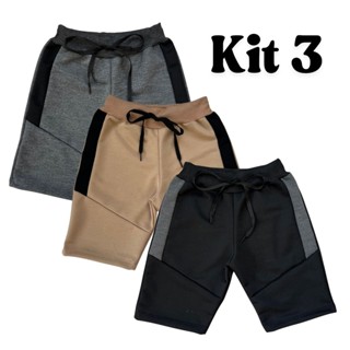 Kit 3 Bermuda Moletinho Infantil Confortável com Cadarço Escola Dia a Dia de 02 a 12 Anos em Oferta na Shopee
