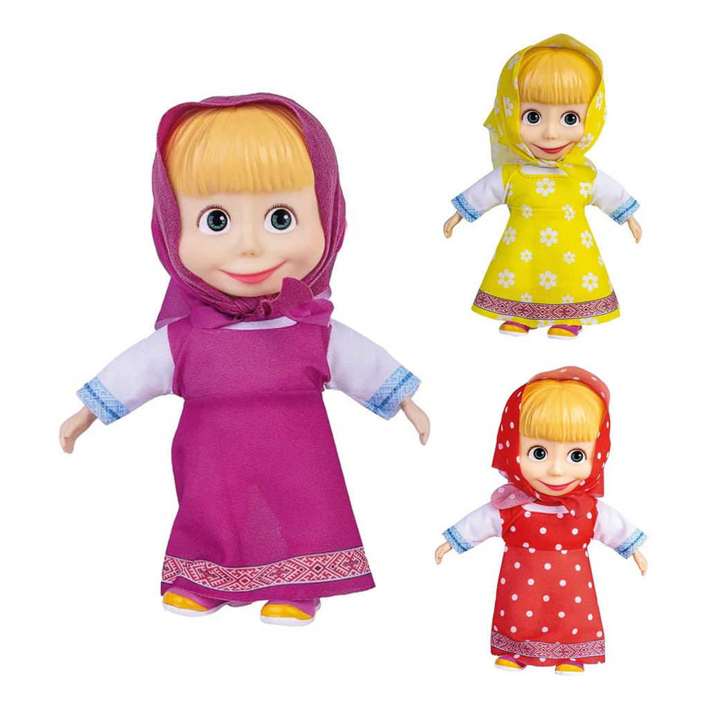 Boneca Masha Closet Fofinha Com 2 Vestidos e 2 Lenços Masha e o Urso Desenho Animado Brinquedo Infantil - Cotiplás