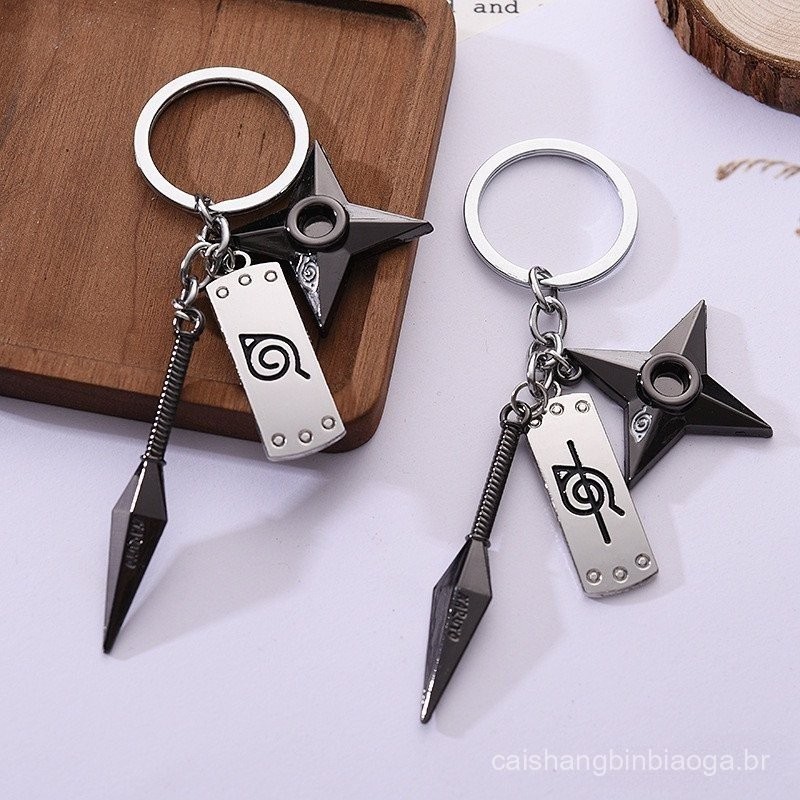 Chaveiro Unissex Naruto Kunai Dardos Armas Shuriken Bolsa Konoha 2021 Anime