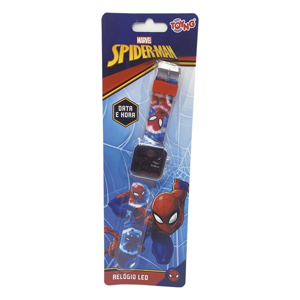 Relógio Toyng Marvel Homem Aranha Data e Hora Led - Mom & Baby