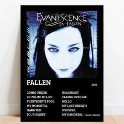 Quadro Placa Decorativa Evanescence Fallen album rock com moldura
