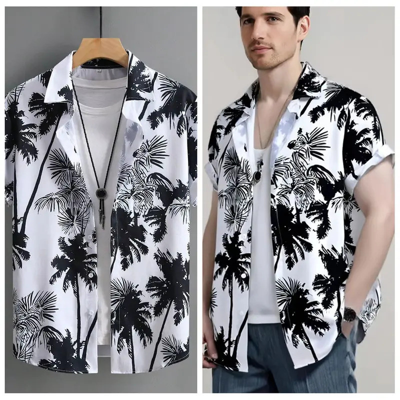 Camisas Masculinas Casuais Soltas Camisa Havaiana Para Homens Mulheres Impressão 3d Flor Plantas Praia Feminina Moda Man