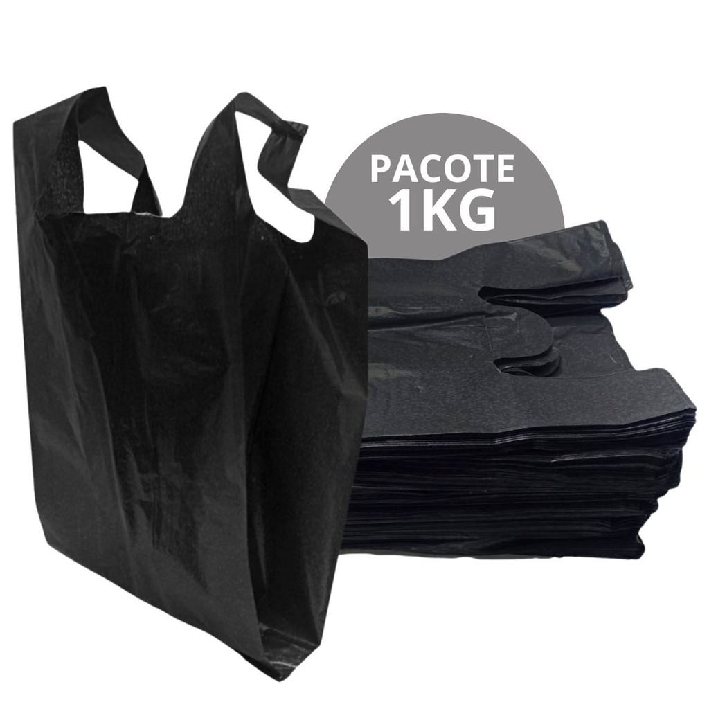 Sacola Para Adega Reciclada Resistente Preta Pacote Com 1 Kg Para Açougue Comércio em Oferta na Shopee
