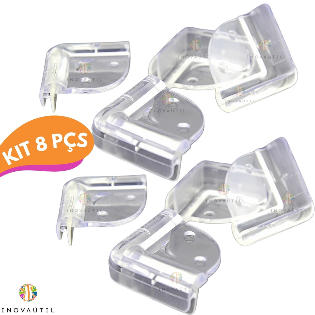 Protetor de Quina Silicone 8 Peças Mesa Móveis Prateleira Segurança Para Bebê Crianças e seu Pet