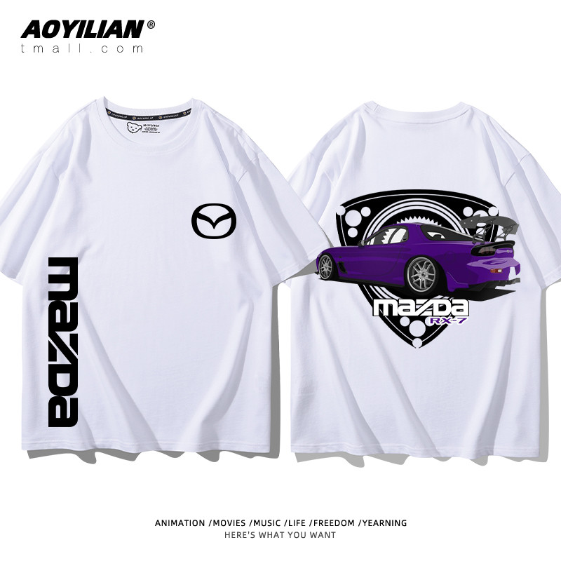 Venda Quente RX7 Mazda rotor Motor JDM Cultura Modificada MX5 Manga Curta Solta Algodão Camiseta Masculina top Verão Mei