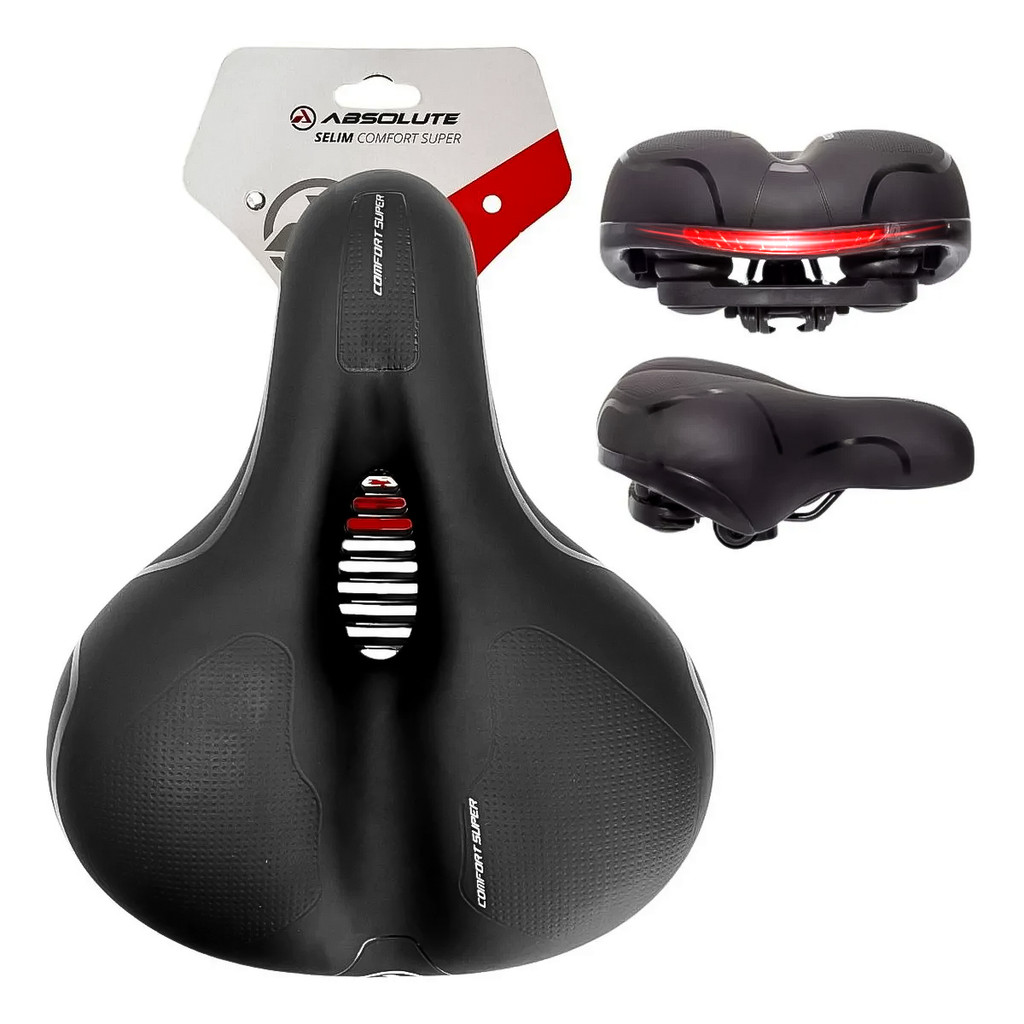 Selim Banco Coxim Absolut De Bicicleta 2 Molas Elastomero Vazado Confort Super