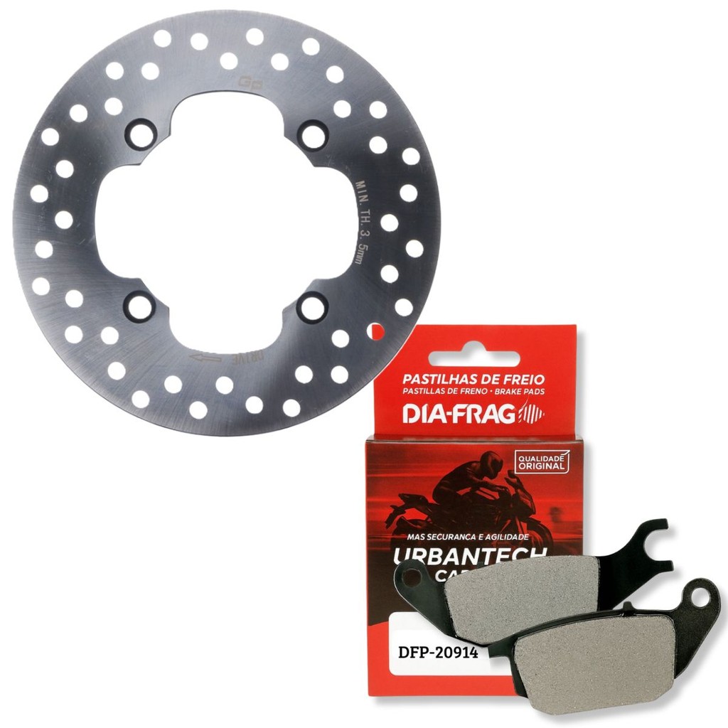 Disco de Freio Traseiro Cg 160 Titan Abs 2025 + Pastilhas Diafrag em Oferta na Shopee