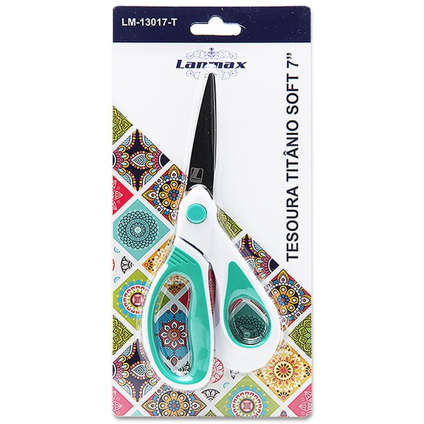 Tesoura Titânio Soft 7" Lanmax Artesanato DIY Ateliê Patchwork Costura Criatividade