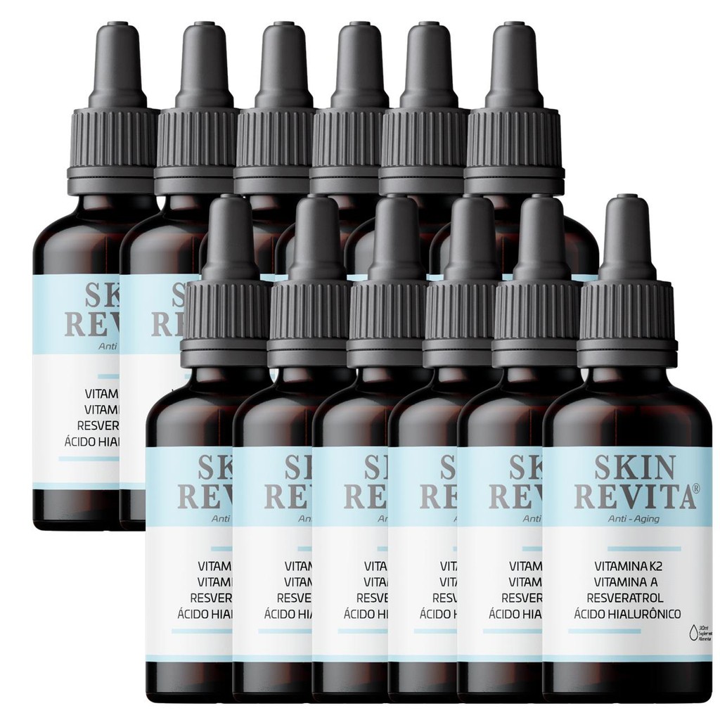 KIT 12 Suplemento Skin Revita Vitamina K2 Rejuvenescedor 30ml