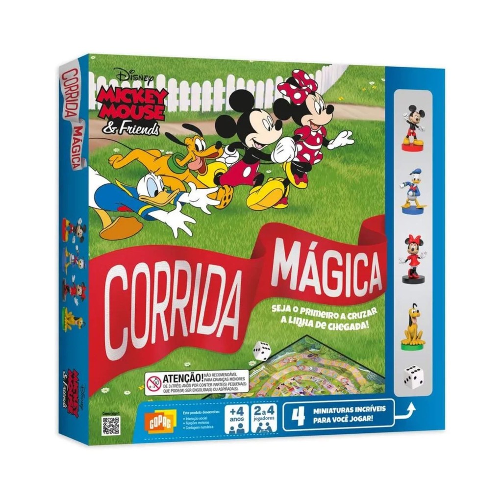 Jogo Infantil Corrida Mágica Mickey & Friends c/ 4 miniaturas Copag - 35775 em Oferta na Shopee
