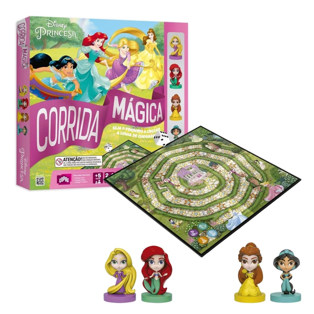 Jogo Infantil Corrida Mágica Princesas c/ 4 Miniaturas Copag - 35773 em Oferta na Shopee