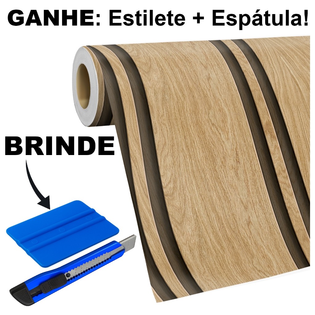 Papel de Parede Adesivo Ripado Madeira Carvalho Puro Ripas Marrom 5 Metros Lavável Sala 3D