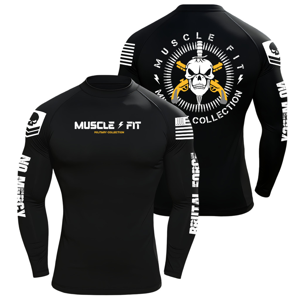 Camiseta Dry Fit Original Muscle Fit Manga Longa Masculina Bope Military