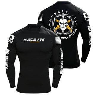 Camiseta Dry Fit Original Muscle Fit Manga Longa Masculina Bope Military