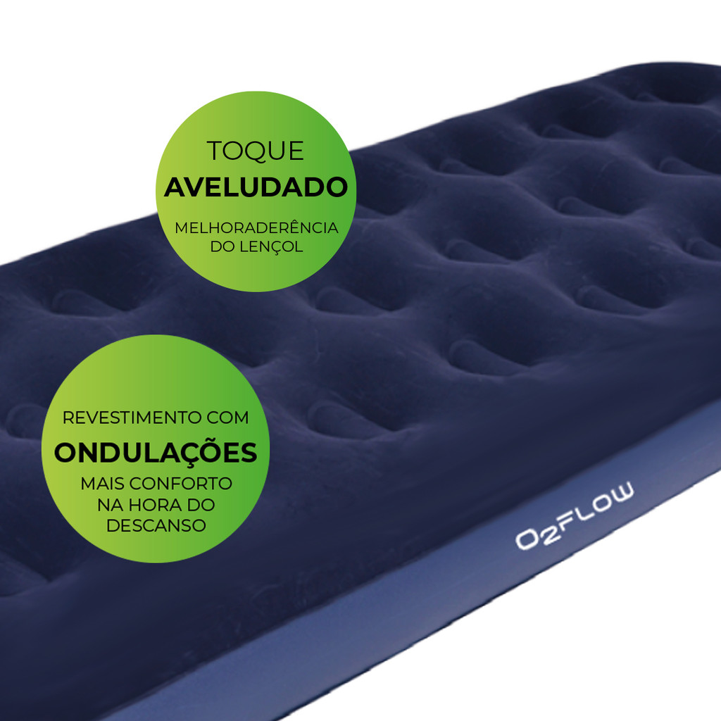 Detalhes do Colchão Inflável Solteiro Multiuso Até 100kgs O2Flow