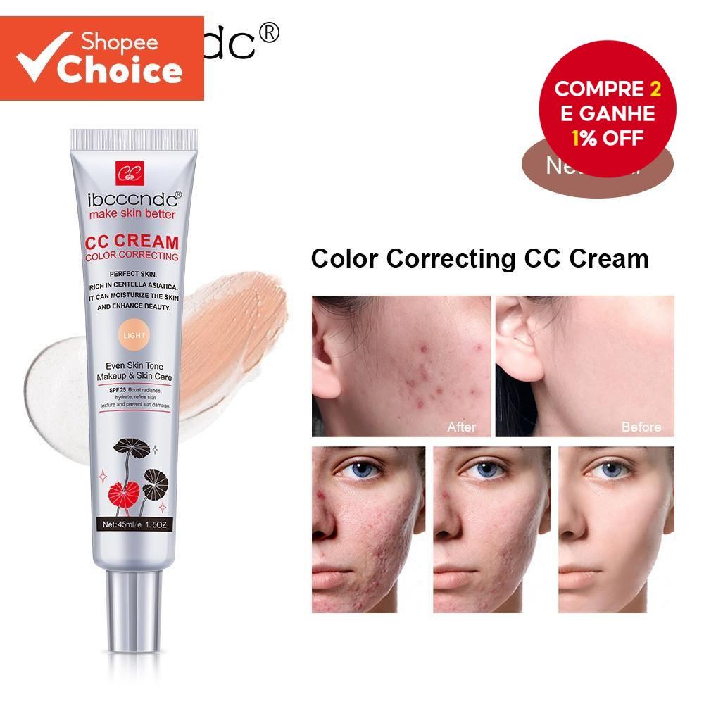 Ibcccndc Cor Correção CC Creme Facial Centella Asiatica Reparação BB Corretivo Natural Clareamento Base Líquida Cosmétic