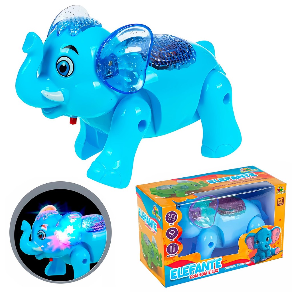 Elefantinho Brinquedo Educativo Para Bebê Com Luzes Sons De Elefante E Movimentos Interativos