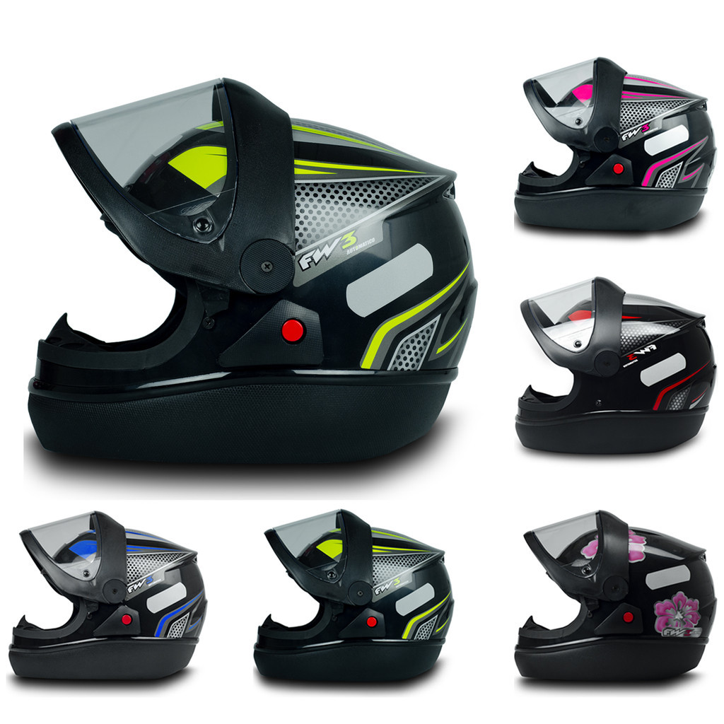 Capacete Moto Fechado Automatic Preto e Amarelo - Diversos Tamanhos - FW3