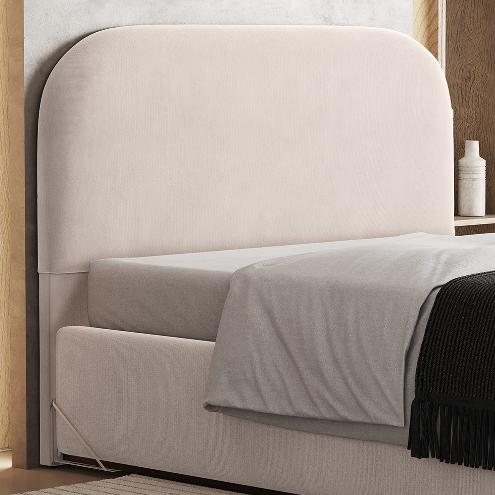 Cabeceira Cama Box Casal 140cm Orgânica Lanna W01 Suede Bege - Lyam Decor